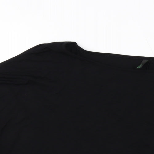 United Colors of Benetton Womens Black Viscose Basic Blouse Size M Round Neck