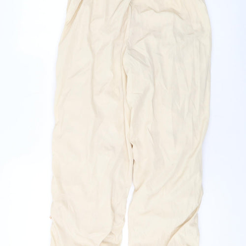 PRETTYLITTLETHING Womens Beige Polyester Trousers Size 12 L27 in Regular