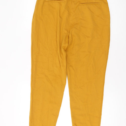 Zara Womens Yellow Polyester Trousers Size L L25 in Regular Hook & Eye