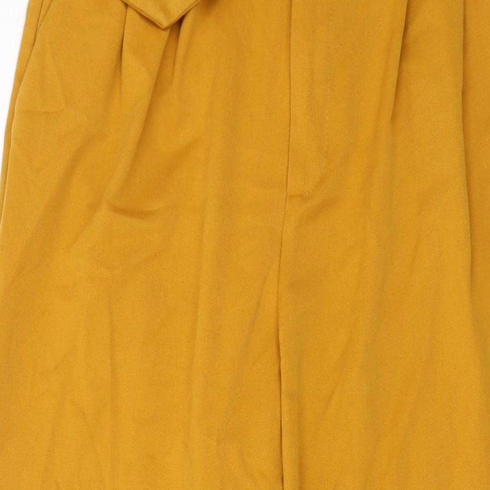 Zara Womens Yellow Polyester Trousers Size L L25 in Regular Hook & Eye