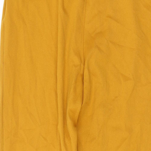 Zara Womens Yellow Polyester Trousers Size L L25 in Regular Hook & Eye