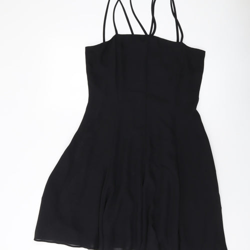 NEXT Womens Black Polyester A-Line Size 12 Square Neck Zip