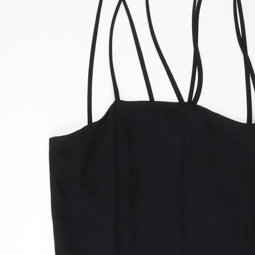 NEXT Womens Black Polyester A-Line Size 12 Square Neck Zip