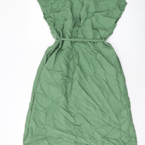 Uniqlo Womens Green Polyester A-Line Size S Collared Button