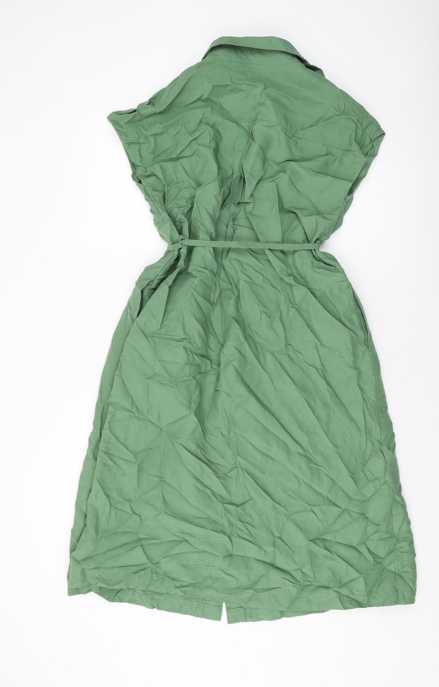 Uniqlo Womens Green Polyester A-Line Size S Collared Button