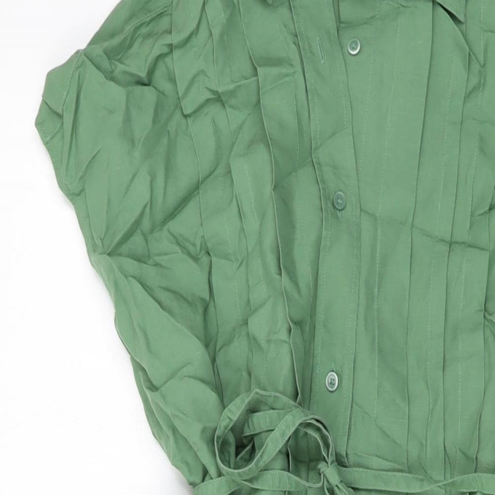 Uniqlo Womens Green Polyester A-Line Size S Collared Button