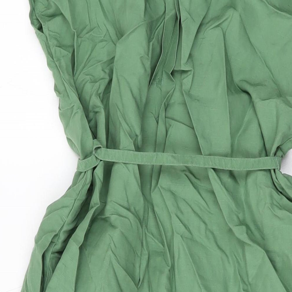 Uniqlo Womens Green Polyester A-Line Size S Collared Button