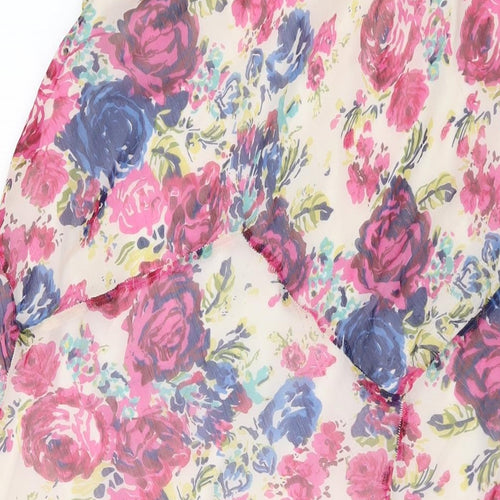Elegant Womens Multicoloured Floral Polyester A-Line Skirt Size 12