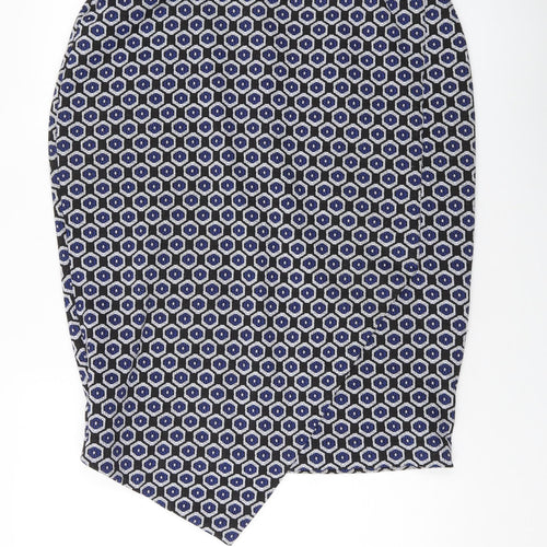 Marks and Spencer Womens Blue Geometric Polyester Straight & Pencil Skirt Size 36 in