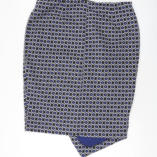 Marks and Spencer Womens Blue Geometric Polyester Straight & Pencil Skirt Size 36 in