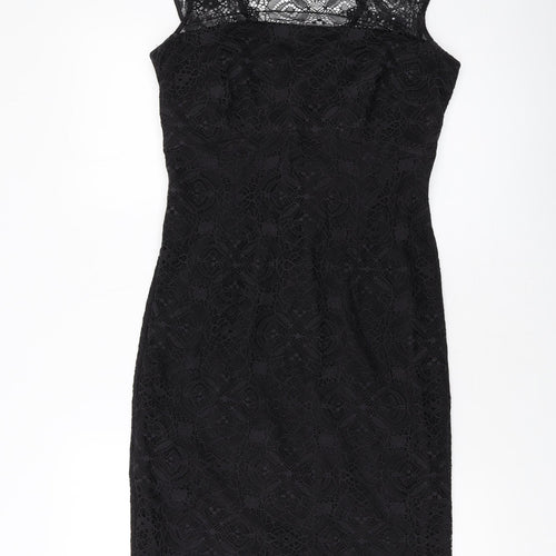 Monsoon Womens Black Nylon Sheath Size 12 Round Neck Zip