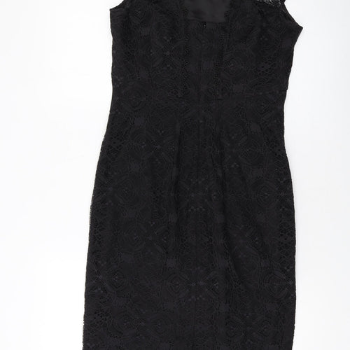 Monsoon Womens Black Nylon Sheath Size 12 Round Neck Zip