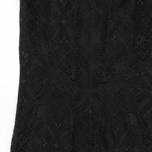 Monsoon Womens Black Nylon Sheath Size 12 Round Neck Zip