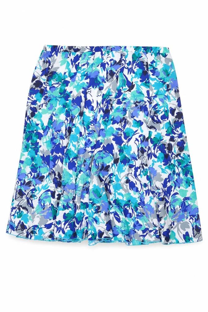 Front view of Afibel women’s multicoloured geometric polyester a-line skirt, size UK 22
