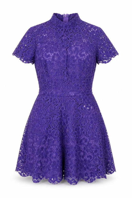 Front view of Missguided women’s pink polyester a-line, size UK 10, mock neck zip