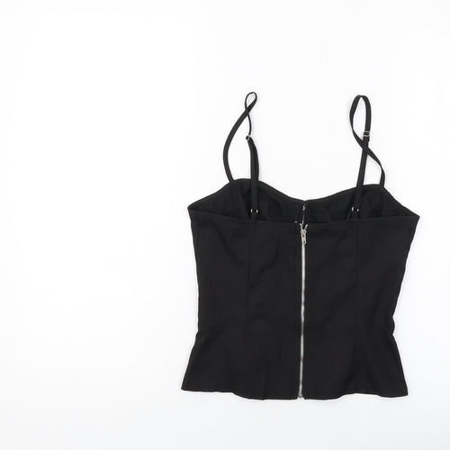 PRETTYLITTLETHING Womens Black Polyester Cropped Tank Size 8 Sweetheart