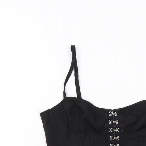 PRETTYLITTLETHING Womens Black Polyester Cropped Tank Size 8 Sweetheart