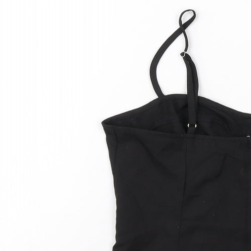 PRETTYLITTLETHING Womens Black Polyester Cropped Tank Size 8 Sweetheart
