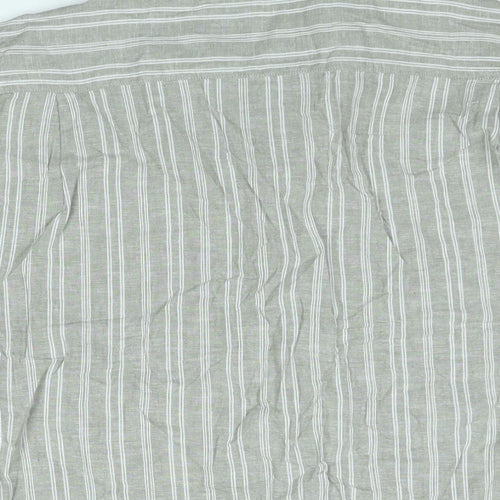 Bar Harbour Mens Grey Striped Linen Button-Up Size 2XL Collared Button