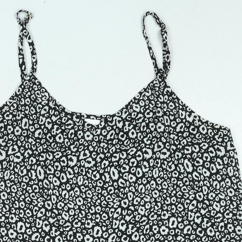 Now Womens Black Animal Print Polyester Camisole Blouse Size 14 V-Neck - Leopard Print