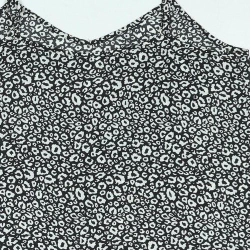 Now Womens Black Animal Print Polyester Camisole Blouse Size 14 V-Neck - Leopard Print