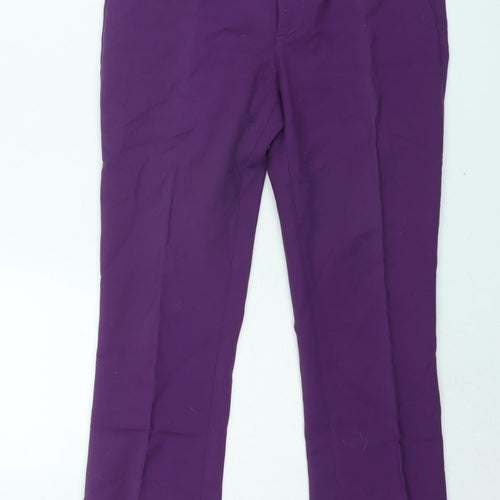 Zara Womens Purple Cotton Trousers Size S L24 in Regular Zip