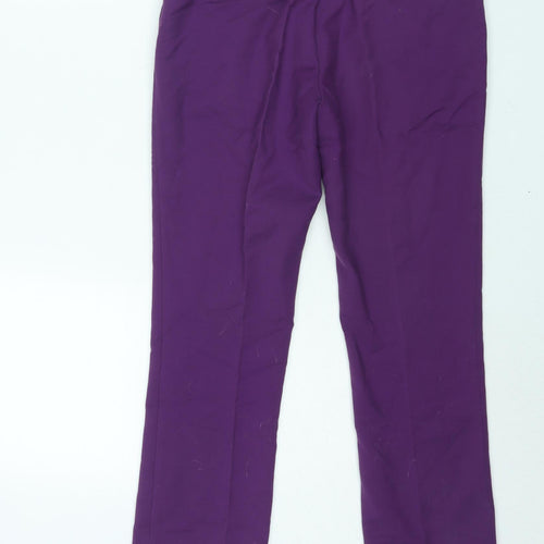 Zara Womens Purple Cotton Trousers Size S L24 in Regular Zip