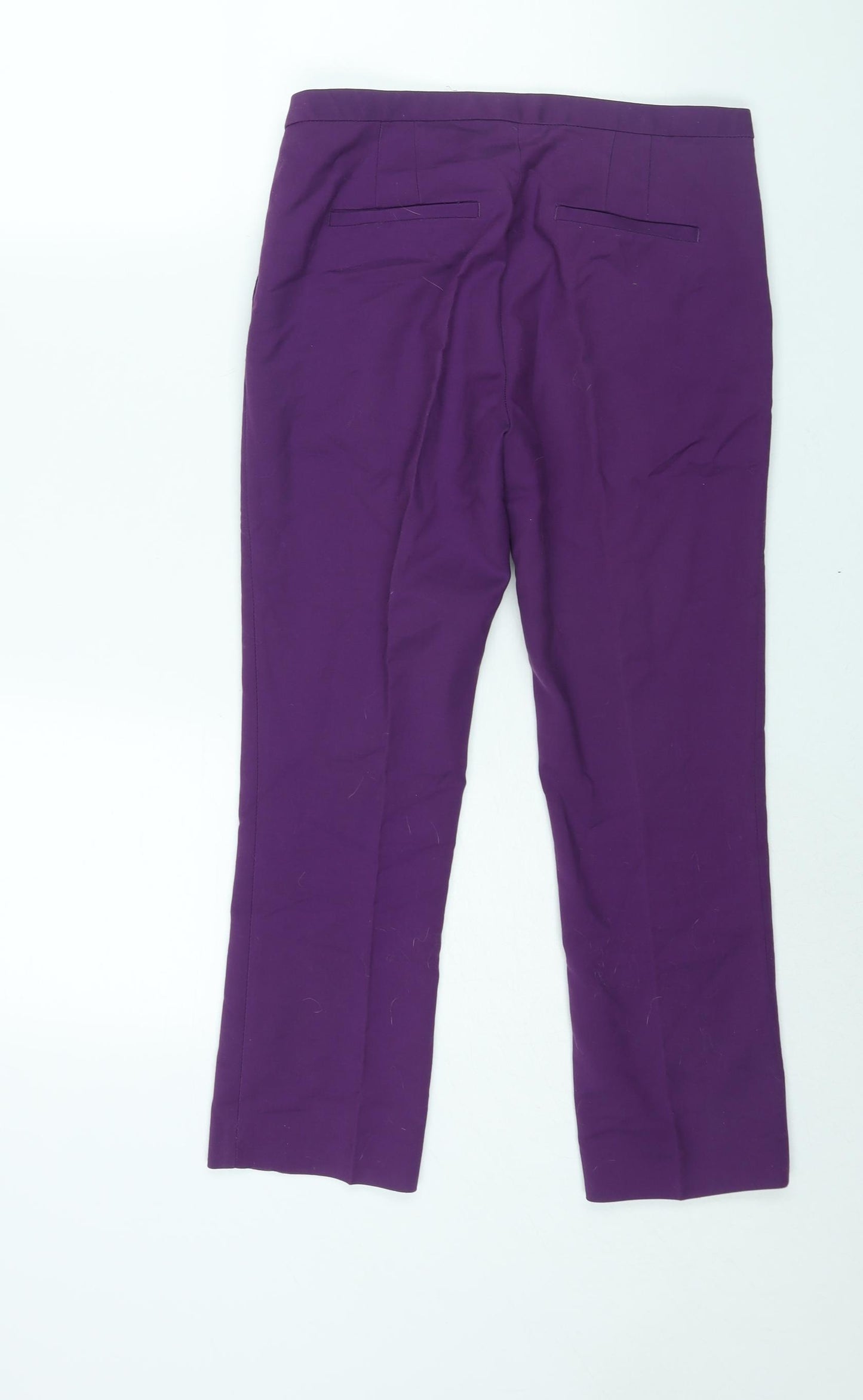 Zara Womens Purple Cotton Trousers Size S L24 in Regular Zip