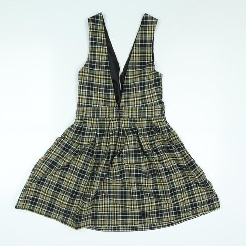 ASOS Womens Multicoloured Check Viscose A-Line Size 8 V-Neck Zip