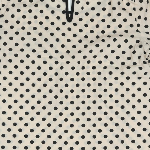 Luxe Womens Pink Polka Dot Polyester Basic Blouse Size 10 Round Neck