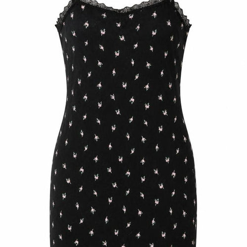 Divided by H&M Womens Black Floral Cotton Mini Size M Sweetheart Pullover - Lace Trim