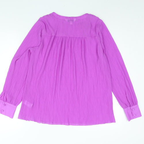 Autograph Womens Purple Polyester Basic Blouse Size 14 Round Neck - Plisse