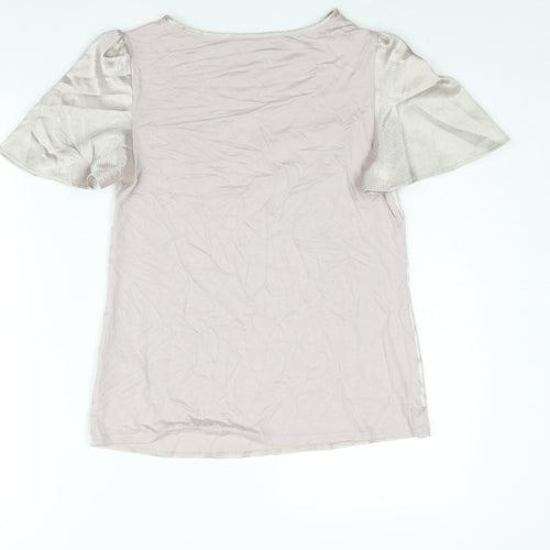 Oasis Womens Gold Polyester Basic Blouse Size XS Round Neck