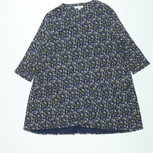 Seasalt Womens Blue Floral Bamboo A-Line Size 20 Round Neck Pullover