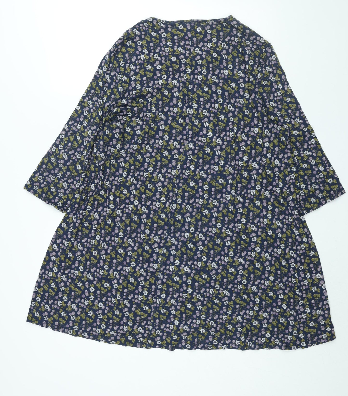 Seasalt Womens Blue Floral Bamboo A-Line Size 20 Round Neck Pullover