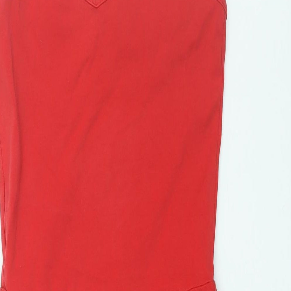 New Look Womens Red Polyester Mini Size 8 Scoop Neck Pullover - Peplum Frill