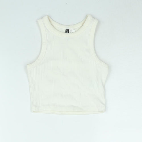 Divided by H&M Womens Ivory Cotton Basic T-Shirt Size XS Round Neck