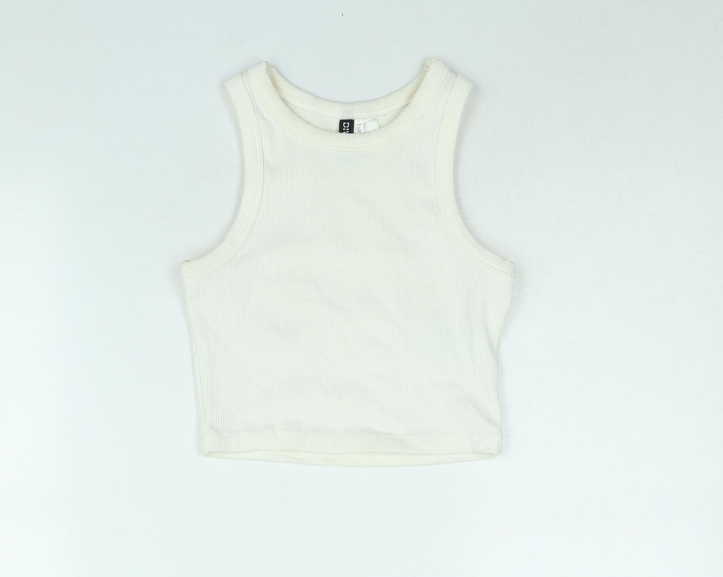 Divided by H&M Womens Ivory Cotton Basic T-Shirt Size XS Round Neck