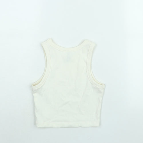 Divided by H&M Womens Ivory Cotton Basic T-Shirt Size XS Round Neck