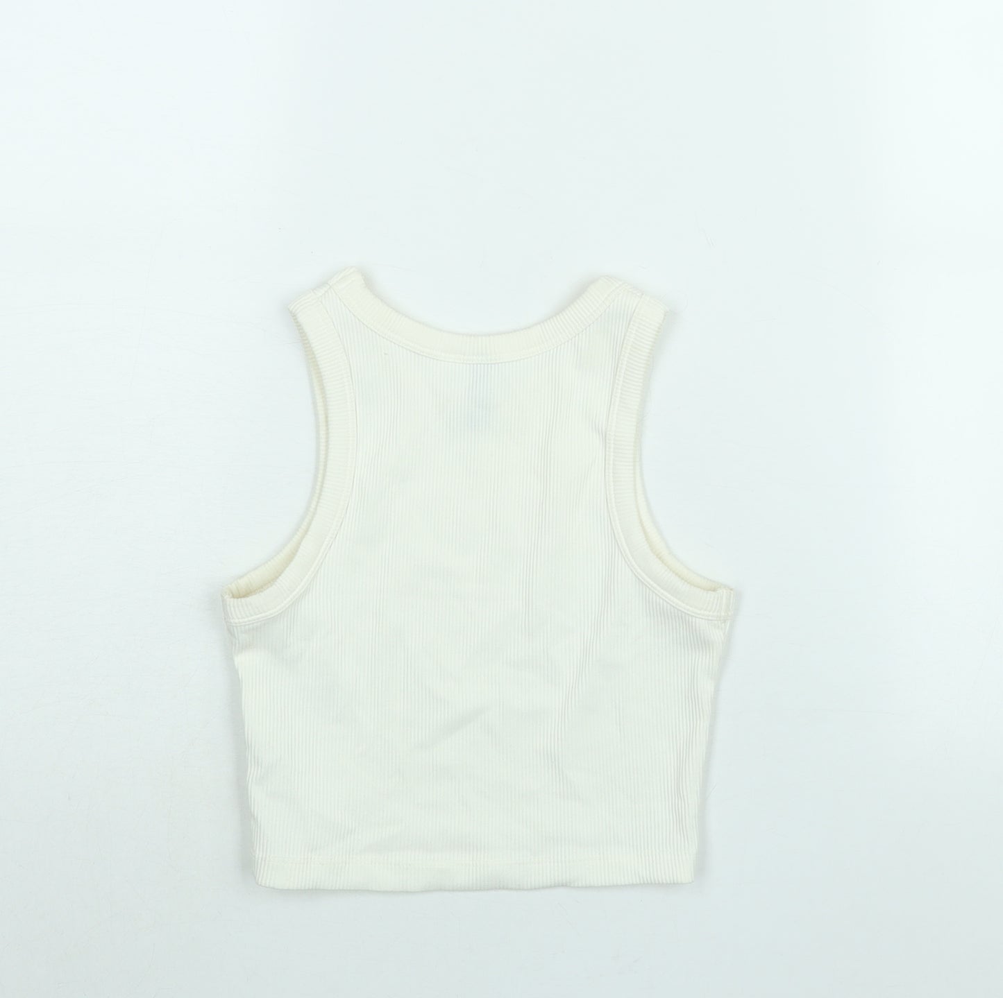 Divided by H&M Womens Ivory Cotton Basic T-Shirt Size XS Round Neck
