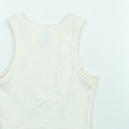 Divided by H&M Womens Ivory Cotton Basic T-Shirt Size XS Round Neck