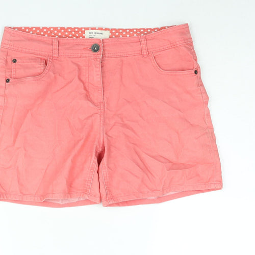 Red Herring Womens Pink Cotton Basic Shorts Size 12 L5 in Regular Zip