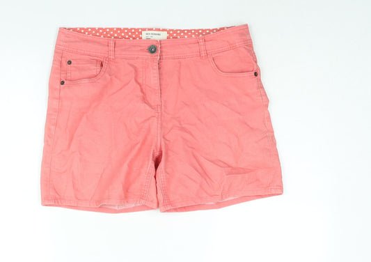 Red Herring Womens Pink Cotton Basic Shorts Size 12 L5 in Regular Zip