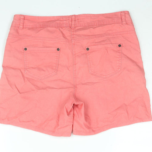 Red Herring Womens Pink Cotton Basic Shorts Size 12 L5 in Regular Zip