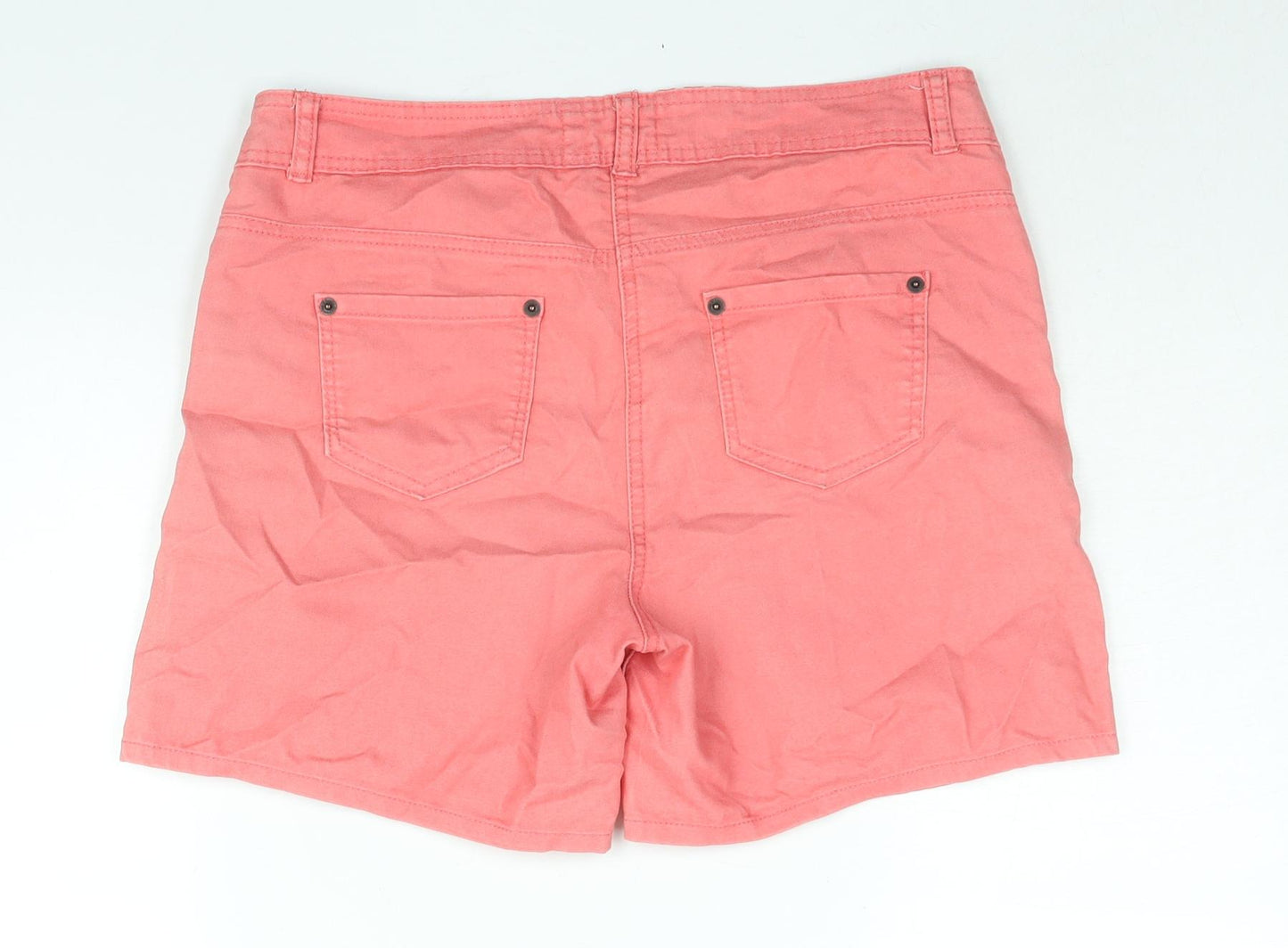 Red Herring Womens Pink Cotton Basic Shorts Size 12 L5 in Regular Zip