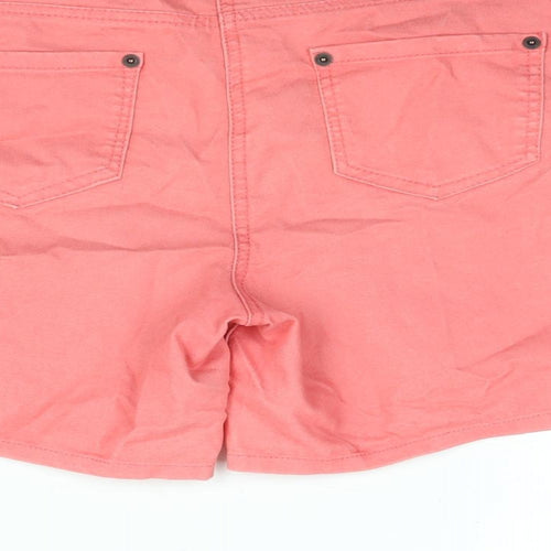 Red Herring Womens Pink Cotton Basic Shorts Size 12 L5 in Regular Zip