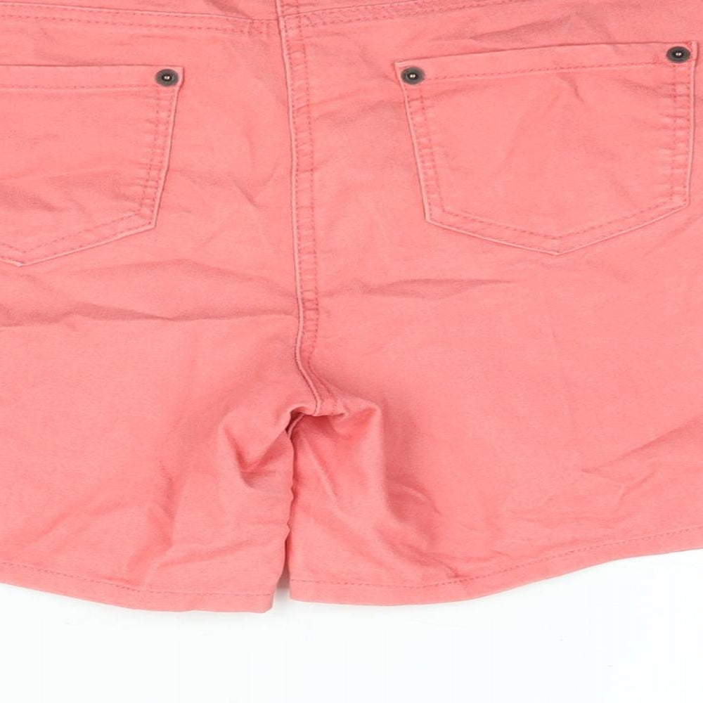 Red Herring Womens Pink Cotton Basic Shorts Size 12 L5 in Regular Zip