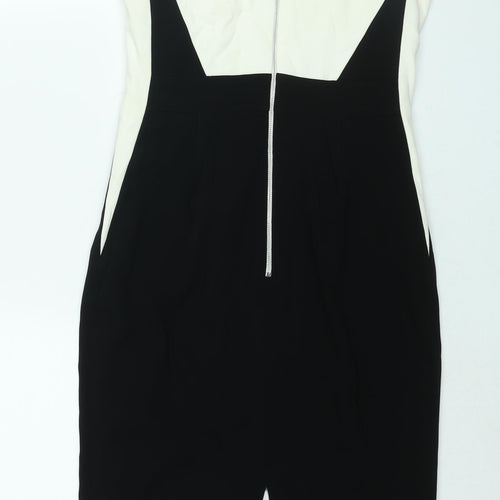 Coast Womens Black Colourblock Acetate Pencil Dress Size 10 Round Neck Zip