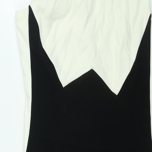 Coast Womens Black Colourblock Acetate Pencil Dress Size 10 Round Neck Zip