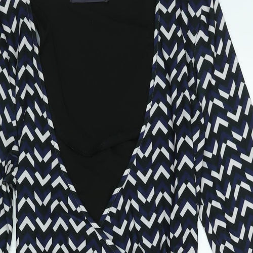 Marks and Spencer Womens Multicoloured Geometric Polyester Wrap Dress Size 10 V-Neck Tie